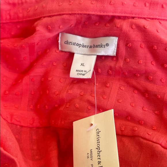 Christopher & Banks Coral Button-Down Shirt - Picture 2 of 8
